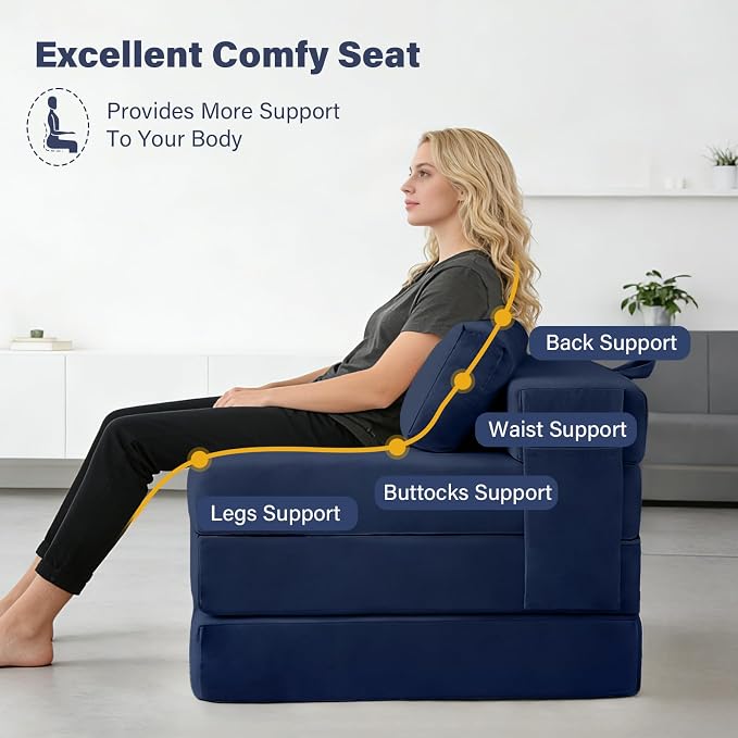 Tiita Folding Sofa Bed Chair, 4-Fold Convertible Sleeper Chair - Image 5