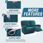 H.VERSAILTEX Velvet Stretch Recliner Couch Covers 6-Pieces Recliner Loveseat - Image 4