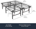 Amazon Basics Bed Frame with Storage, Foldable Metal Platform, Sturdy Steel - Image 3