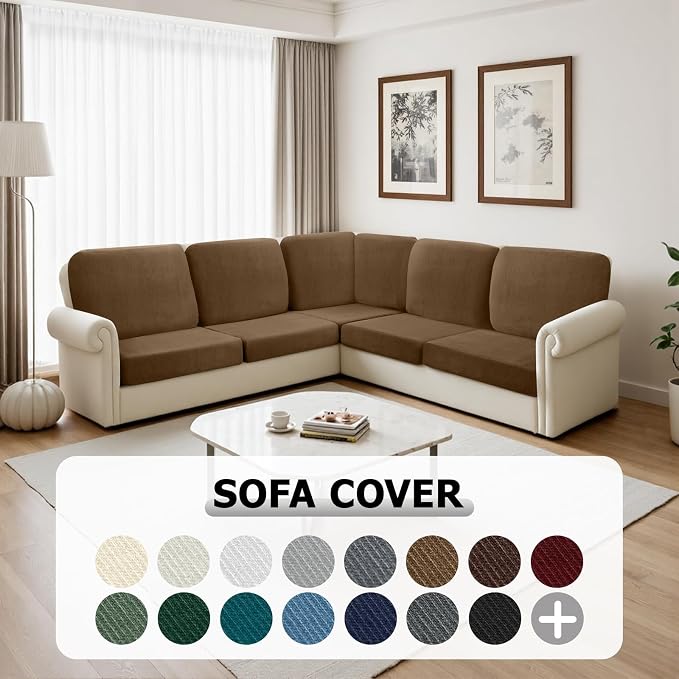 Arfntevss Sectional Couch Covers L Shape Couch Cushion Covers Slipcovers Fitted - Image 7