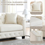 2 Piece Modern Chesterfield Velvet 77" 3-Seater Sofa Set, Upholstered Tufted - Image 4