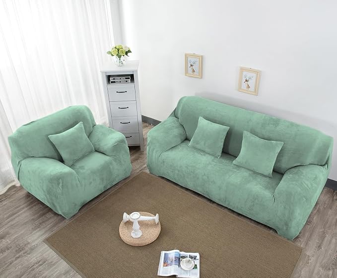 vctops 1-Piece Velvet Plush Stretch Chair Sofa Slipcover Soft Fuzzy Fluffy - Image 3