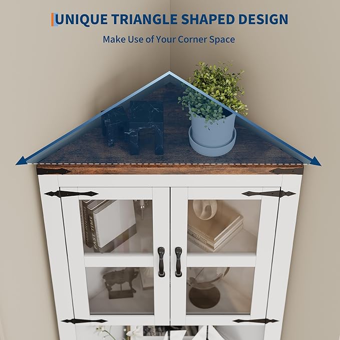 GarveeHome Tall Corner Cabinet, Farmhouse Corner Storage Cabinet - Image 6