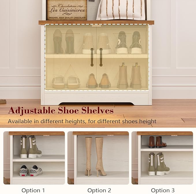 CSZZD Hall Tree with Bench and Shoe Storage, Entryway Bench with Coat Racks and - Image 3