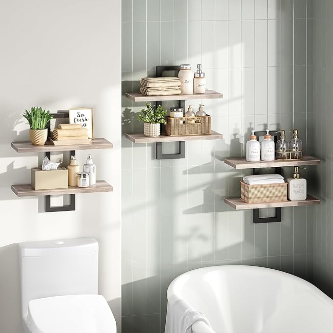 HOOBRO Floating Shelves, 15 Inch Wall Shelf Set of 3, Wall Mounted Storage - Image 6