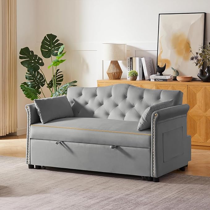 Auvsoce 57'' Convertible Sleeper Sofa Bed - Image 3