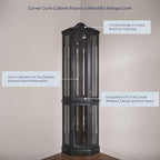 BELLEZE Lighted 3-Side Glass Display Curio Cabinet w/Tempered Glass Doors and - Image 5