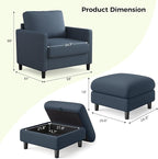 Welzona Sofa Accent Chair with Ottoman, Tool-Free Setup Living Room Accent - Image 2