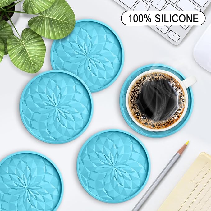 ME.FAN Silicone Coasters with Holder, Drinking Coasters - Image 2