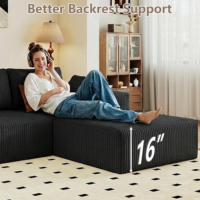 95" Cloud Sectional Couch U-Shaped Chaise - Image 5