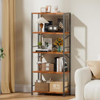 Furologee 5 Tier Book Shelf Set of 2, Tall Wide Bookshelf, Industrial Open - Image 5