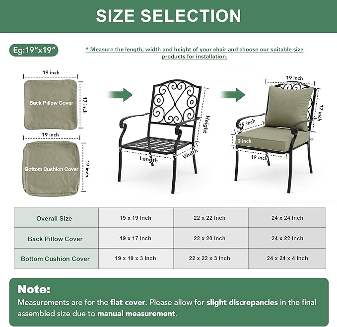 Summsun Water Resistant Outdoor Chair Cushions, Faux Linen Backrest and Deep - Image 7