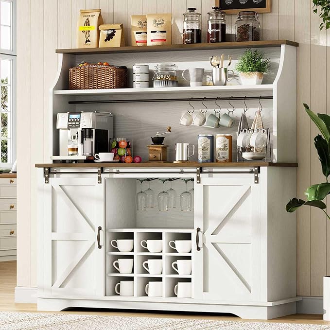 REVOMINCA 47 Inch Farmhouse Coffee Bar Cabinet by Revominca