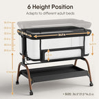 Baby Bassinet Bedside Crib, 3-in-1 Baby Bassinet Bedside Sleeper - Image 6