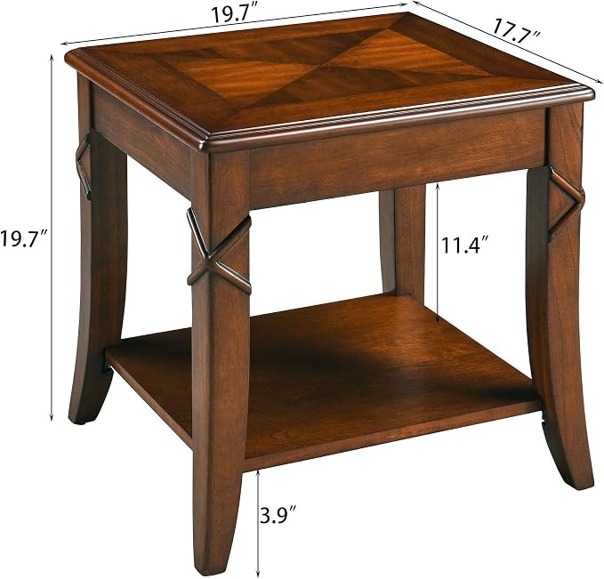 Mid-Century Modern Living Room Coffee Table Set, 2-Piece Solid Wood Living Room - Image 5