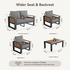 Aoxun Aluminum Patio Furniture Set, 4 Seats Luxury Metal Patio Conversation Sets - Image 2