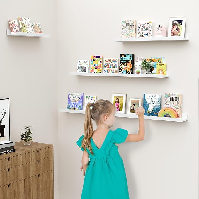 Floating Shelves for Wall, 16 inch Wood Floating Shelves Set of 2, Picture - Image 5