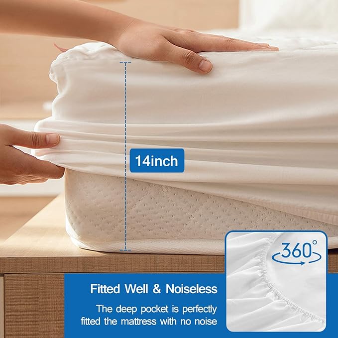 Twin Mattress Pad Waterproof Mattress Protector, Quilted Twin Size Mattress - Image 3