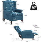 Wingback Recliner Chair with Massage and Heat, Tufted Fabric Push Back Recliner - Image 2