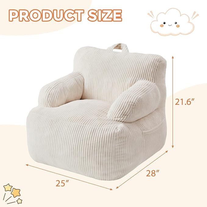 Bean Bag Chairs for Kids with Armrests, Comfy Kids Bean Bag Chair, Stuffed - Image 2