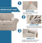 H.VERSAILTEX Modern Velvet Plush 4 Piece High Stretch Sofa Slipcover Furniture - Image 3