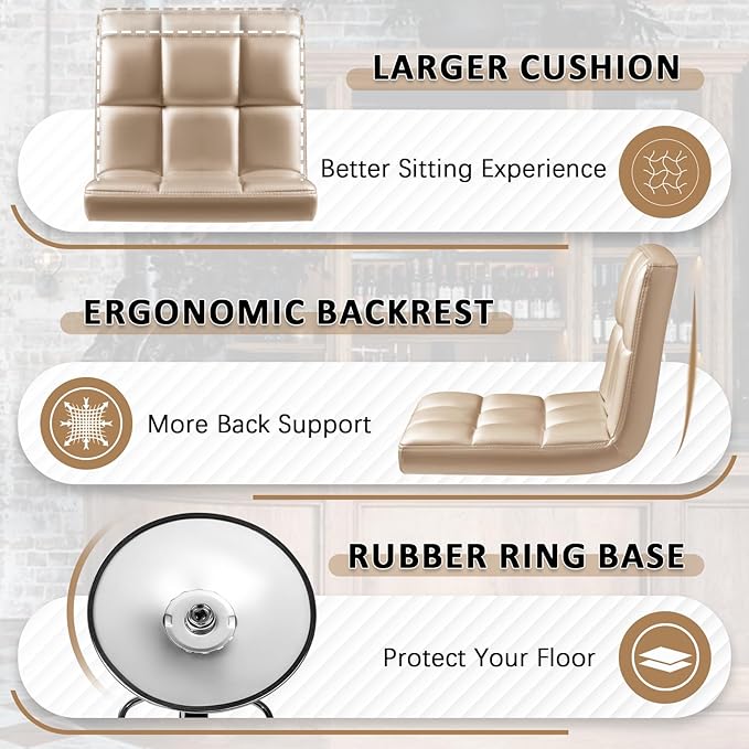 Homall Bar Stools Modern PU Leather Adjustable Swivel Barstools, Armless - Image 5