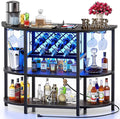 Zarler Bar Cart with Power Outlet Easy to Assemble, LED Home Bar Cabinet by ZarlerOfficial