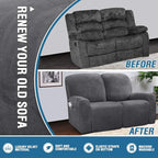 H.VERSAILTEX Velvet Stretch Recliner Couch Covers 6-Pieces Recliner Loveseat - Image 5