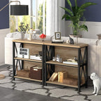 FATORRI Small Bookcase, Wood and Metal Low Short Bookshelf, Industrial Book - Image 7