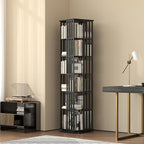 YOWOS Rotating Bookshelf Tower, 360° Display Spinning Bookcase, Bamboo - Image 2