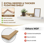 36x8x1.6 inch Floating Shelves Set of 2 – Solid Wood Rustic White Wall Mounted - Image 3