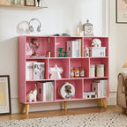 LEYAOYAO 10 Cube Bookshelf, 3 Tier Vintage 55" Wide Bookcase - Image 6