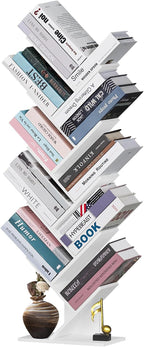 SHEEPAM 10 Tier Tree Book Shelf, Floor Standing Wood Bookshelf - Image 9