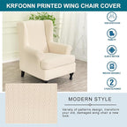 KRFOONN Stretch Wing Chair Slipcovers Jacquard 2 Piece Wingback Chair Covers - Image 6