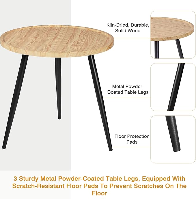 VECELO Modern Side Table, Round Small End Table, Exclusively Designed - Image 5