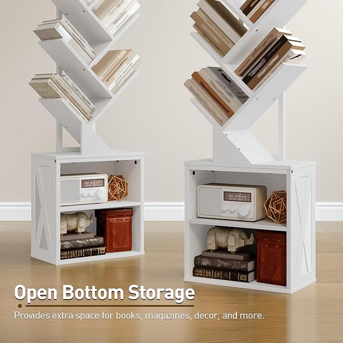 RALGEND Tree Bookshelf, 6 Tier Bookcase - Image 9