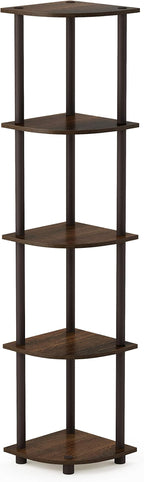 Furinno TURN-N-TUBE Corner Shelf, 5-Tier Corner Bookshelf, Open Storage Shelves - Image 7