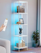 Display Shelf with RGBCW Light, Color Changing Curio Cabinet Floor Lamp with - Image 9