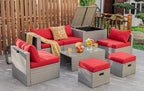 Tangkula 8 Piece Patio Wicker Furniture Set, Patiojoy Space Saving Outdoor PE by TANGKULA