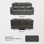 Lexicon 83.5" W Manual Double Reclining Sofa, Polished Microfiber Recliner Sofa - Image 5