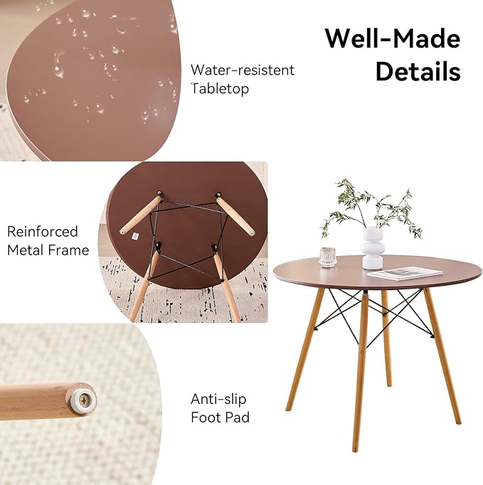5-Piece Round Dining Table Set, Small 35.5" Kitchen Table Chairs Set of 4 Space - Image 4