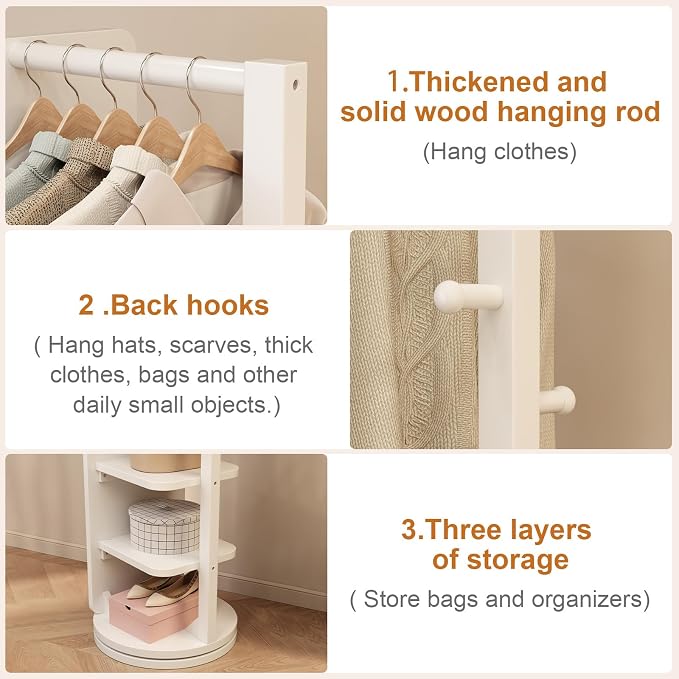 WoodsWhisper Full Length Mirror Coat Rack Solid Wood Floor Mirror 66"x12" Full - Image 8