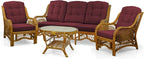 Malibu Lounge Set of 4: 2 Natural Rattan Wicker Chairs, Three-Seater Sofa - Image 2