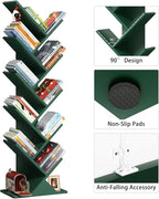 SHEEPAM 10 Tier Tree Book Shelf, Floor Standing Wood Bookshelf - Image 6