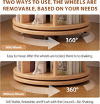 Muwuele Solid Wood Rotating Bookshelf on Wheels, 5 Tier, Round Revolving - Image 5