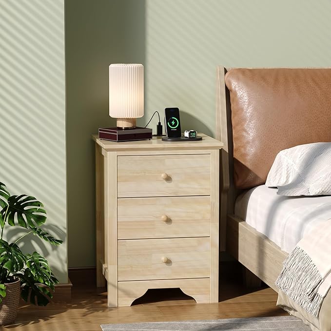 Bonnlo Solid Wood Nightstand Unfinished - Image 9