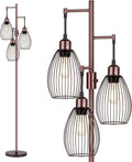 Dimmable Floor Lamp, 3 x 800LM LED Edison Bulbs Included, Farmhouse Industrial by Nintiue