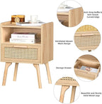 Lerliuo Rattan Nightstand, Boho Side Table - Image 6