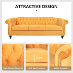 Mid-Century 3 Seater Sofa, Velvet Couch - Image 5