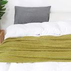 BOURINA Olive Green Throw Blanket 50x60 Inches Throw Textured Solid Soft Sofa - Image 3
